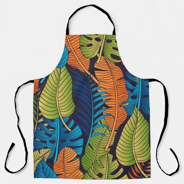 Floral seamless pattern with leaves. tropical back apron (Front)