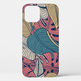 Floral seamless pattern with leaves. tropical back iPhone 12 case