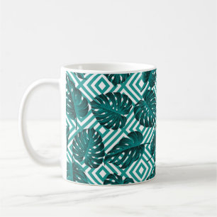 Floral seamless pattern with leaves. tropical back coffee mug