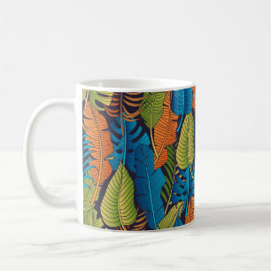 Floral seamless pattern with leaves. tropical back coffee mug