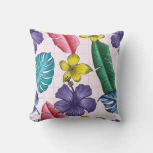 Floral seamless pattern with leaves. tropical back cushion