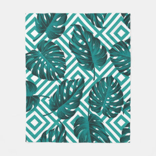 Floral seamless pattern with leaves. tropical back fleece blanket