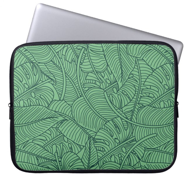 Floral seamless pattern with leaves. tropical back laptop sleeve (Front)