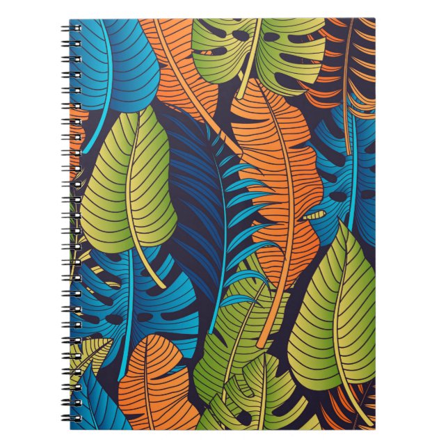 Floral seamless pattern with leaves. tropical back notebook (Front)