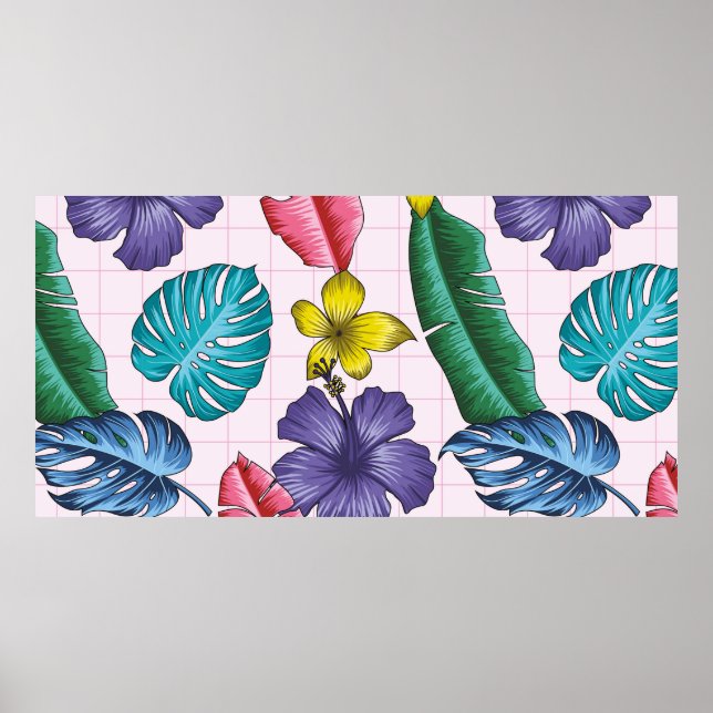 Floral seamless pattern with leaves. tropical back poster (Front)