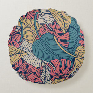 Floral seamless pattern with leaves. tropical back round cushion