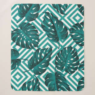 Floral seamless pattern with leaves. tropical back sherpa blanket