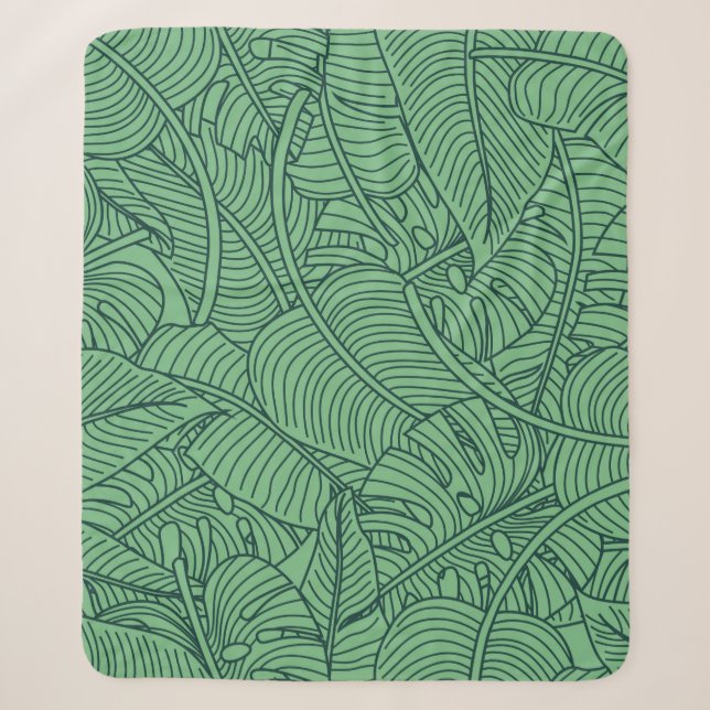 Floral seamless pattern with leaves. tropical back sherpa blanket (Front)