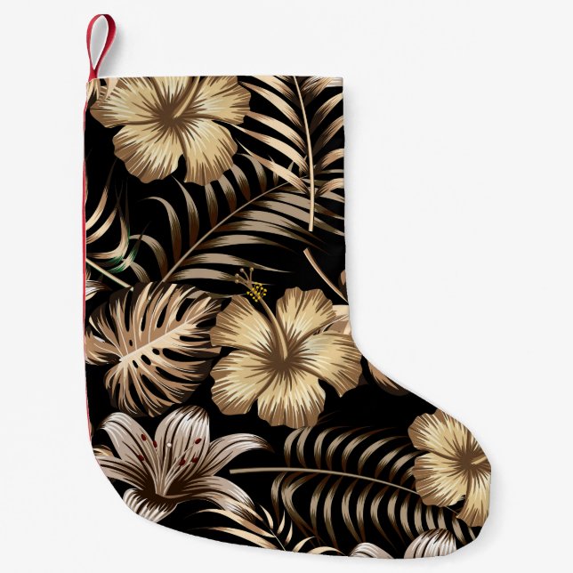 Floral seamless pattern with leaves. tropical back small christmas stocking (Front)