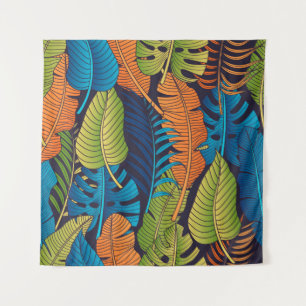 Floral seamless pattern with leaves. tropical back tapestry