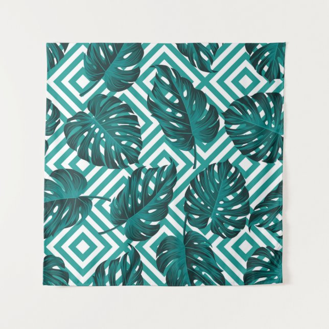 Floral seamless pattern with leaves. tropical back tapestry (Front)