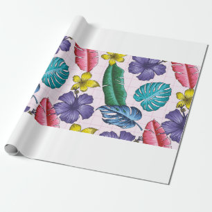 Floral seamless pattern with leaves. tropical back wrapping paper
