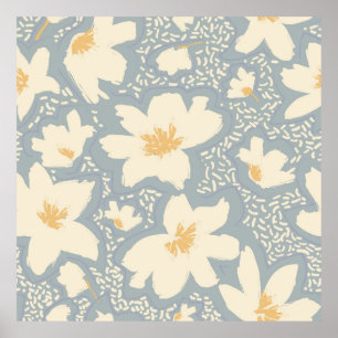 Floral seamless pattern with lines and abstract ha poster