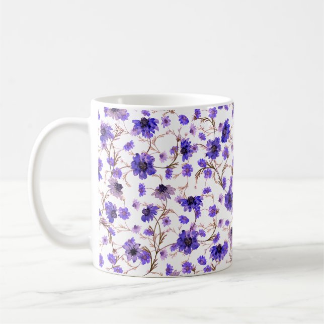 Floral seamless pattern with marigold flowers coffee mug (Left)