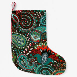 Floral seamless pattern with paisley elements small christmas stocking