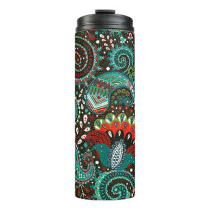 Floral seamless pattern with paisley elements thermal tumbler