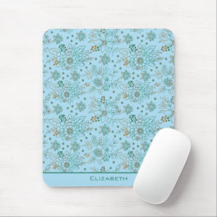 Floral seamless pattern with personalised name mouse mat