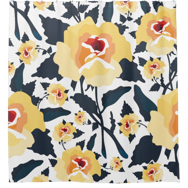 Floral seamless pattern with roses. seamless texti shower curtain (Front)