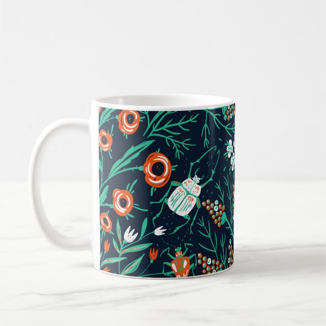  floral seamless pattern with summer blooms and co coffee mug (Left)