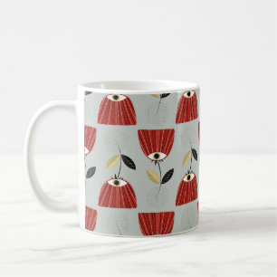 Floral seamless pattern with whimsical red flowers coffee mug