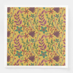 Floral seamless pattern yellow flowers and leaves napkin