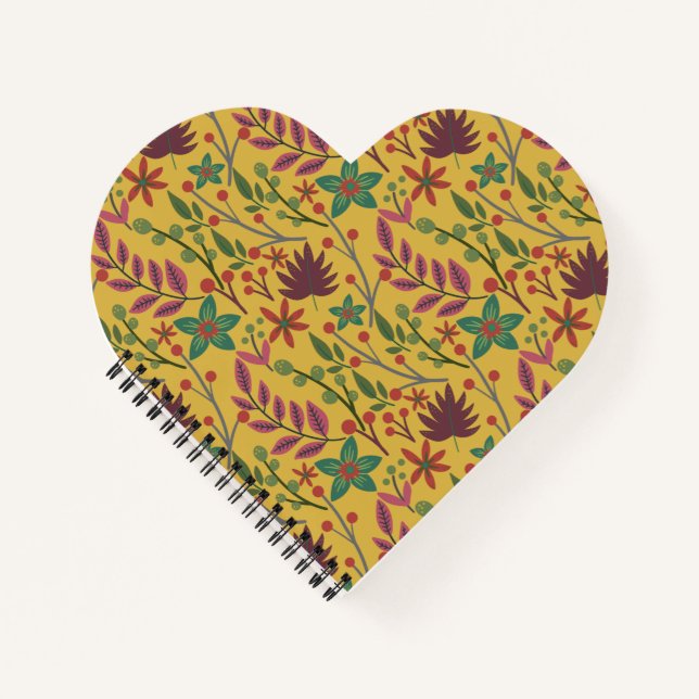 Floral seamless pattern yellow flowers and leaves notebook (Front)