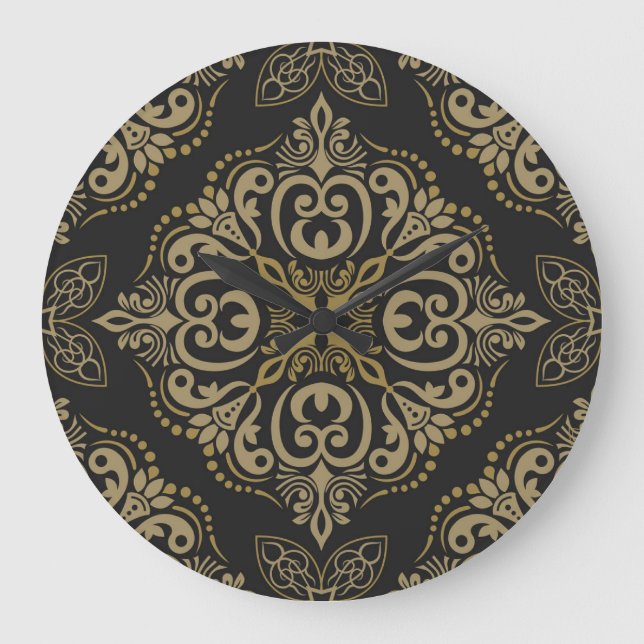Floral seamless, vintage, botanical design. large clock (Front)