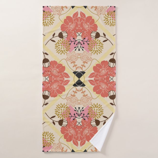 Floral seamless vintage pattern design. bath towel (Bath Towel)