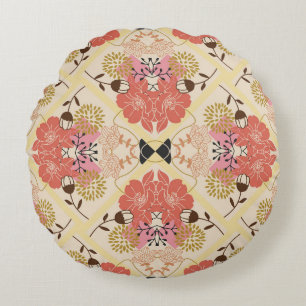 Floral seamless vintage pattern design. round cushion