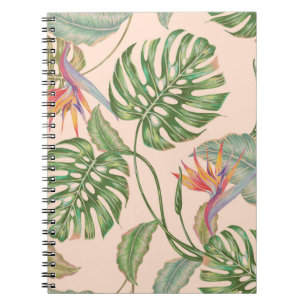 Floral seamless vintage tropical pattern backgroun notebook