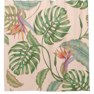 Floral seamless vintage tropical pattern backgroun shower curtain
