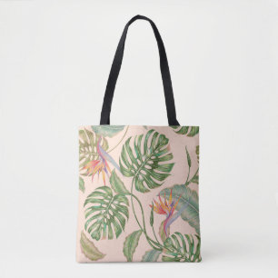 Floral seamless vintage tropical pattern backgroun tote bag