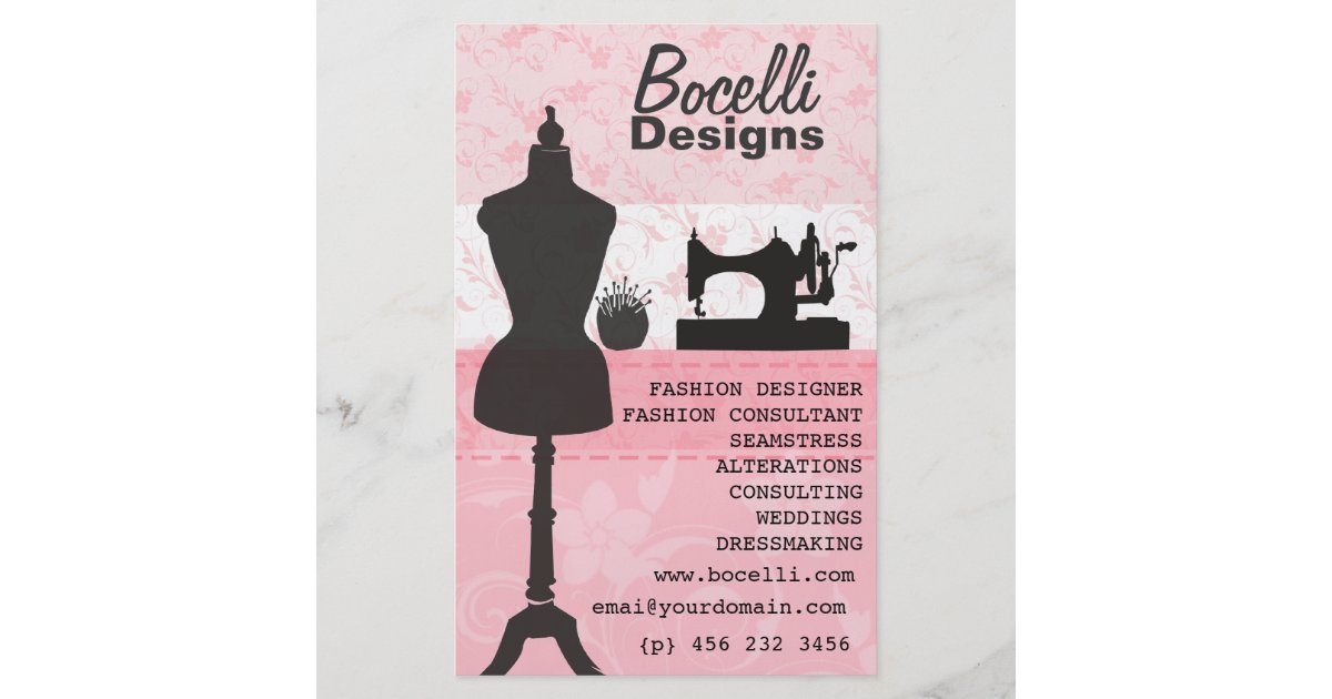 Floral Seamstress Fashion Dress Form Mannequin Flyer Zazzle Co Uk