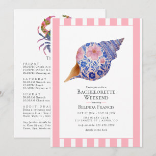 Floral Seashell Coastal Beach Bachelorette Weekend Invitation