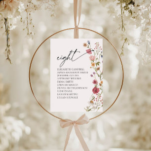 Floral Seating Chart Card Table Eight
