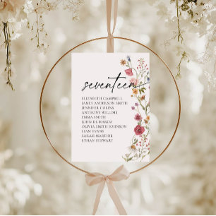 Floral Seating Chart Card   Table Seventeen