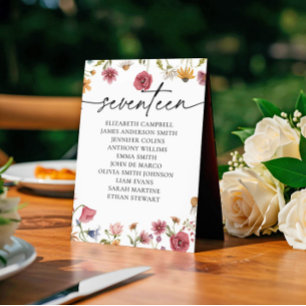 Floral Seating Chart Card   Table Seventeen