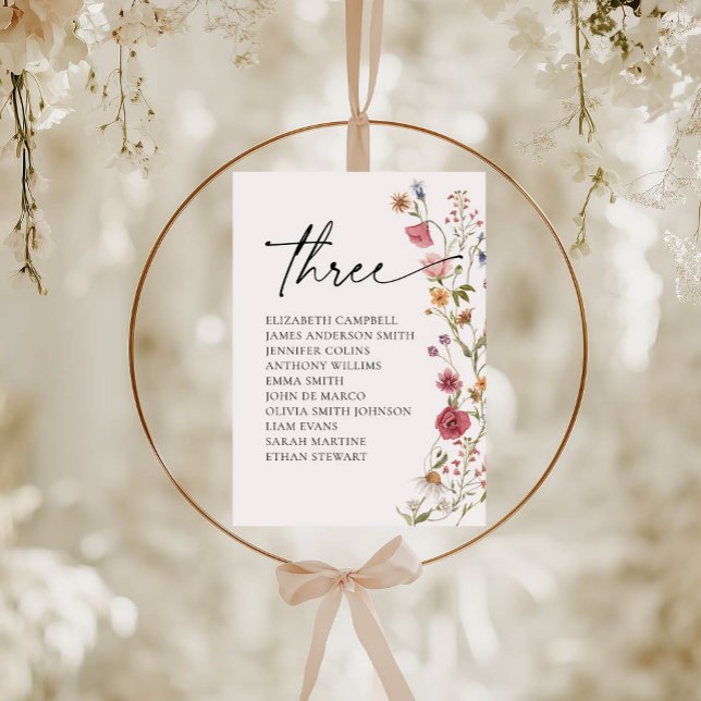 Floral Seating Chart Card | Table Three (Creator Uploaded)