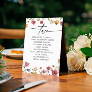 Floral Seating Chart Card   Table Two