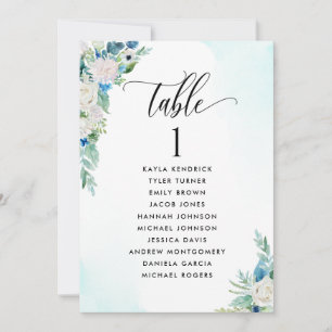 Floral Seating Plan Card with Guest Names