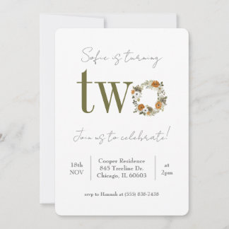 Floral Second Birthday Invitation