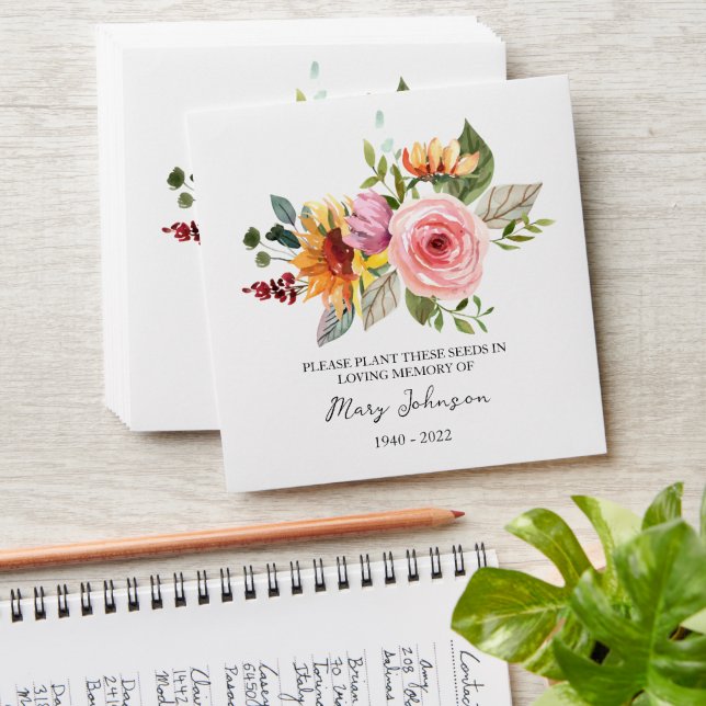 Floral Seed Packet Memorial Funeral Envelope (Stacked)