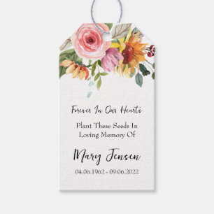 Floral Seed Packet Memorial Funeral Gift Tags