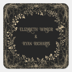 Floral Sepia Elegant Square Sticker