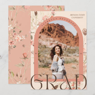 Floral Serenity: Boho  Arch Frame Graduation Photo Announcement