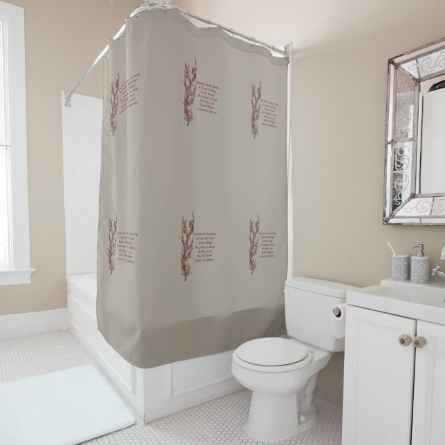 Floral Serenity Prayer Inspirational Quote Shower Curtain (In Situ)