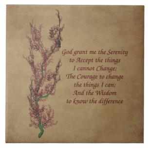 Floral Serenity Prayer Inspirational Quote Tile