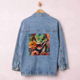 Floral Serpent Denim Jacket – Stylish with a Twist