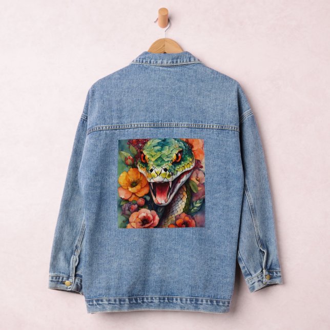 Floral Serpent Denim Jacket – Stylish with a Twist (Hangar)