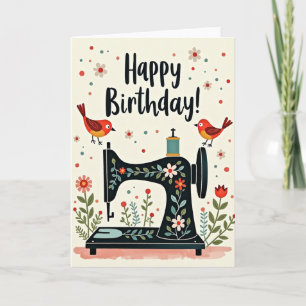 Floral Sewing Birthday Card